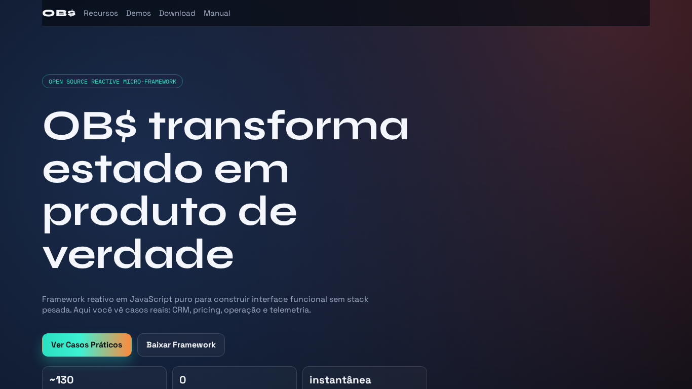 Preview do site OBS [Framework]