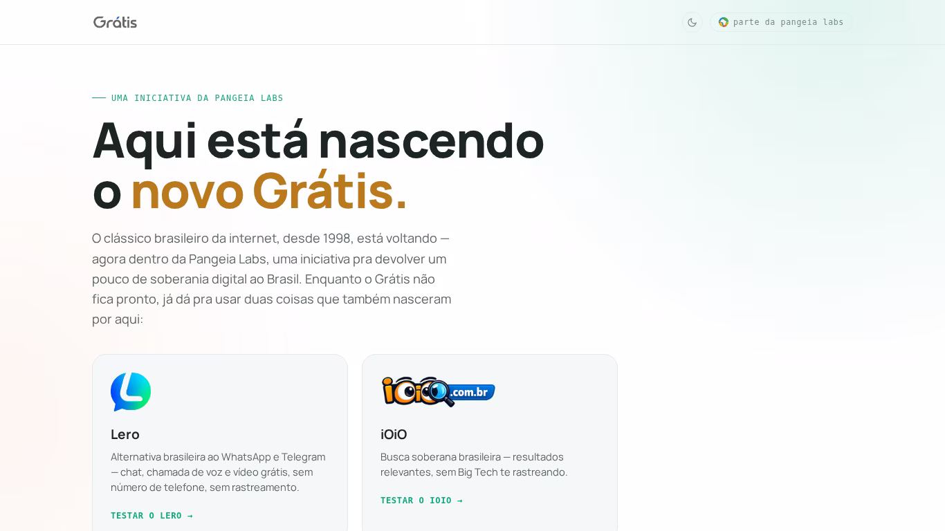 Preview do site Grátis (antigo Gr@tis)