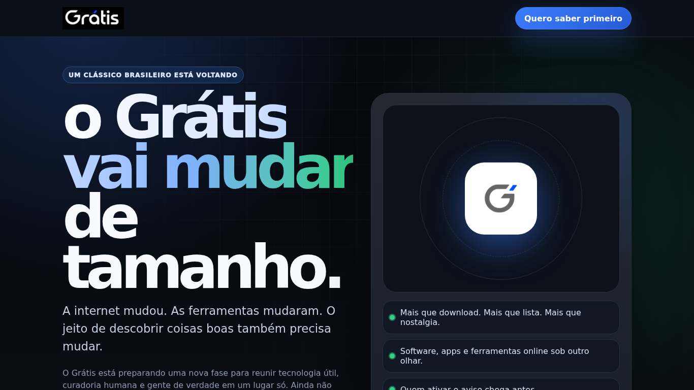Preview do site Grátis (antigo Gr@tis)
