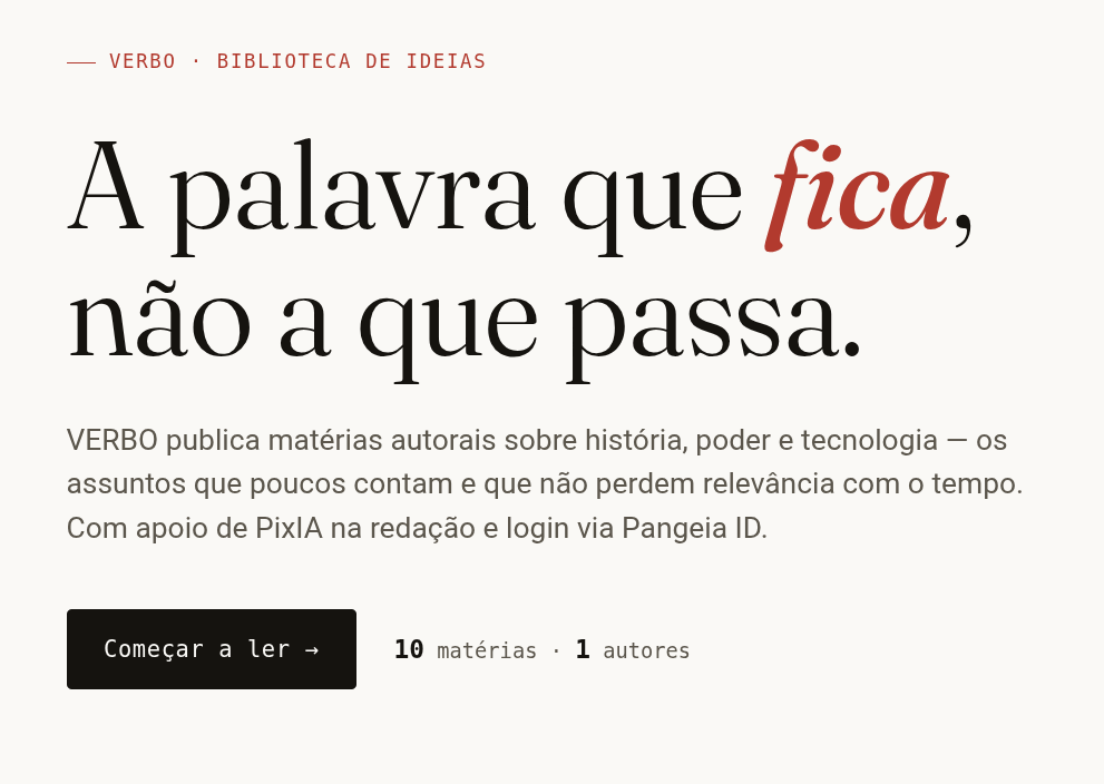 Preview do site Pangeia VERBO (Alternativa brasileira ao MEDIUM)