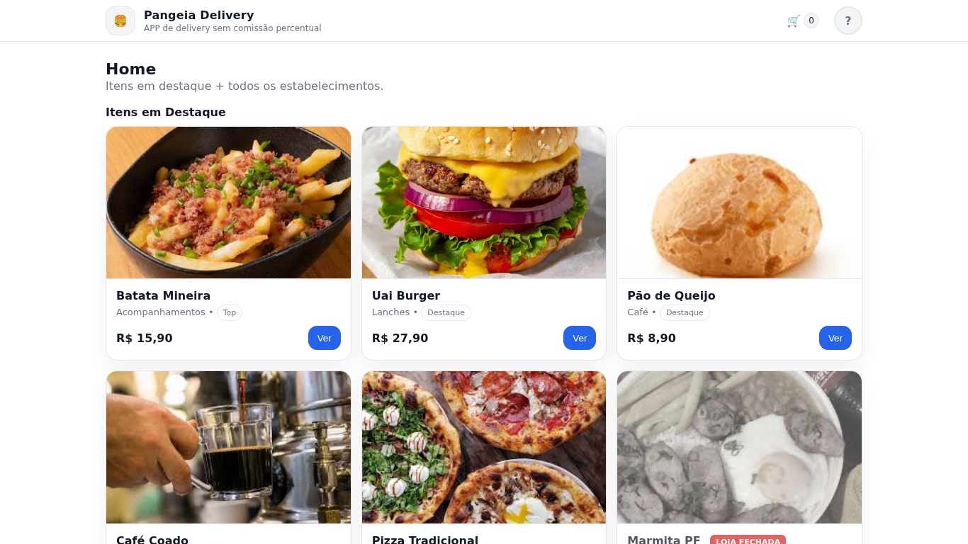 Preview do site Pangeia DELIVERY (Alternativa brasileira ao iFood)