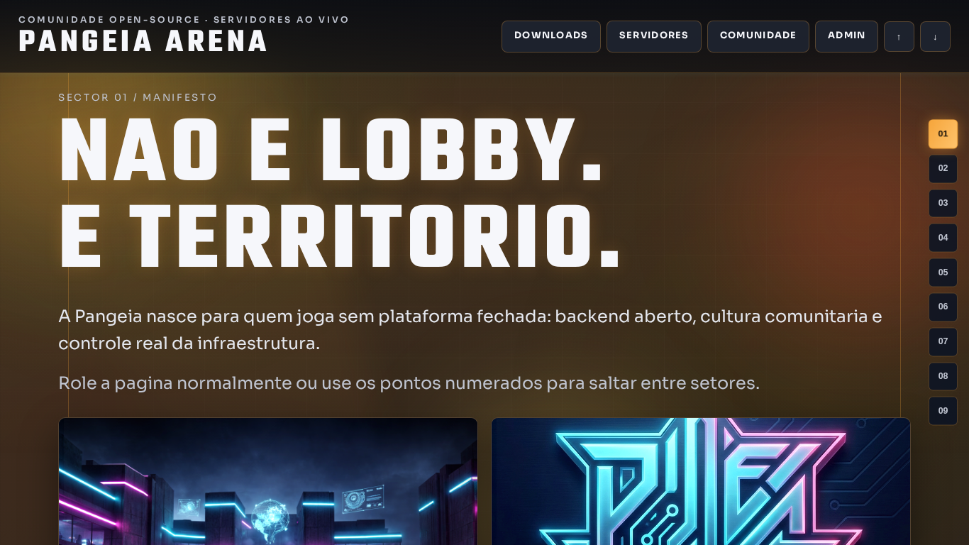 Preview do site Pangeia ARENA