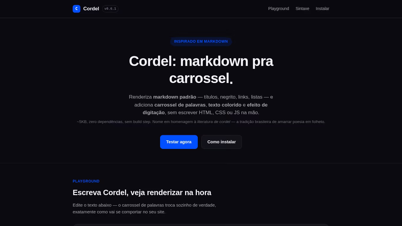 Preview do site CORDEL