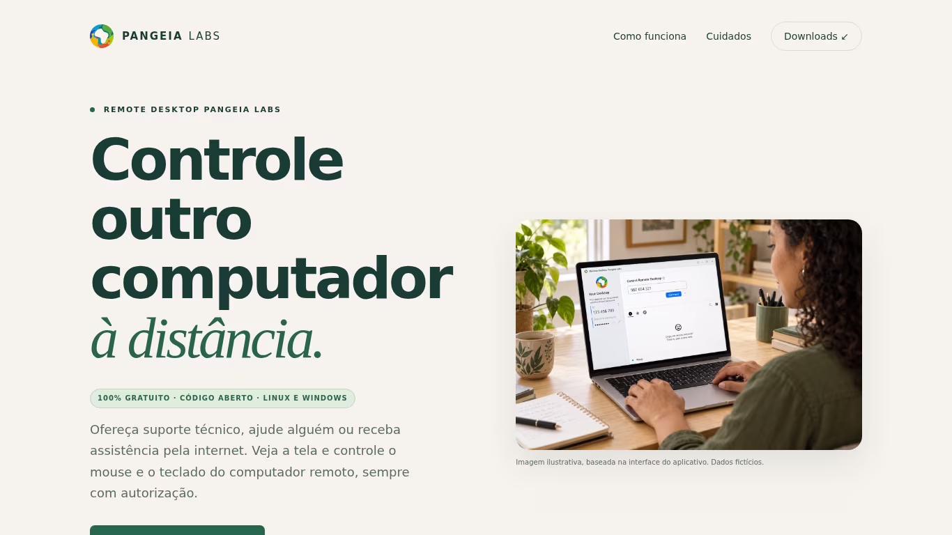 Preview do site Pangeia Remote Desktop